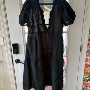 Kika Vargas Black Sheer Overlay Dress